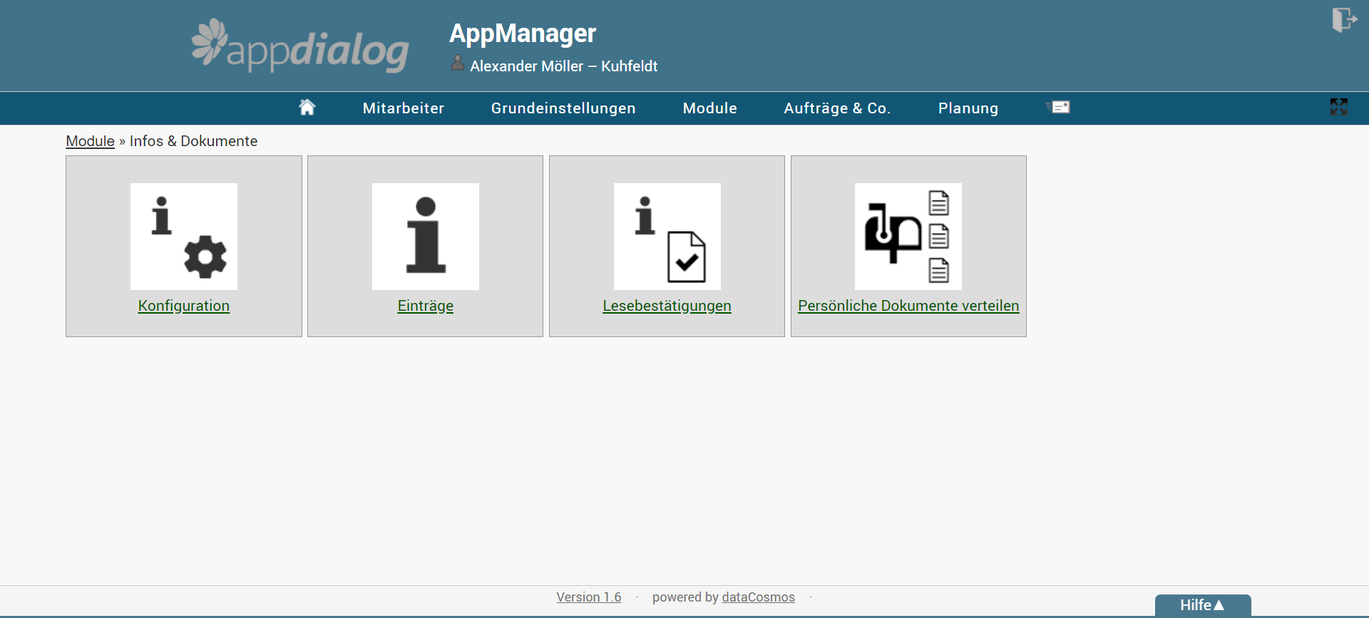 Web-Administration der appdialog Mitarbeiter App für Infos & Dokumente