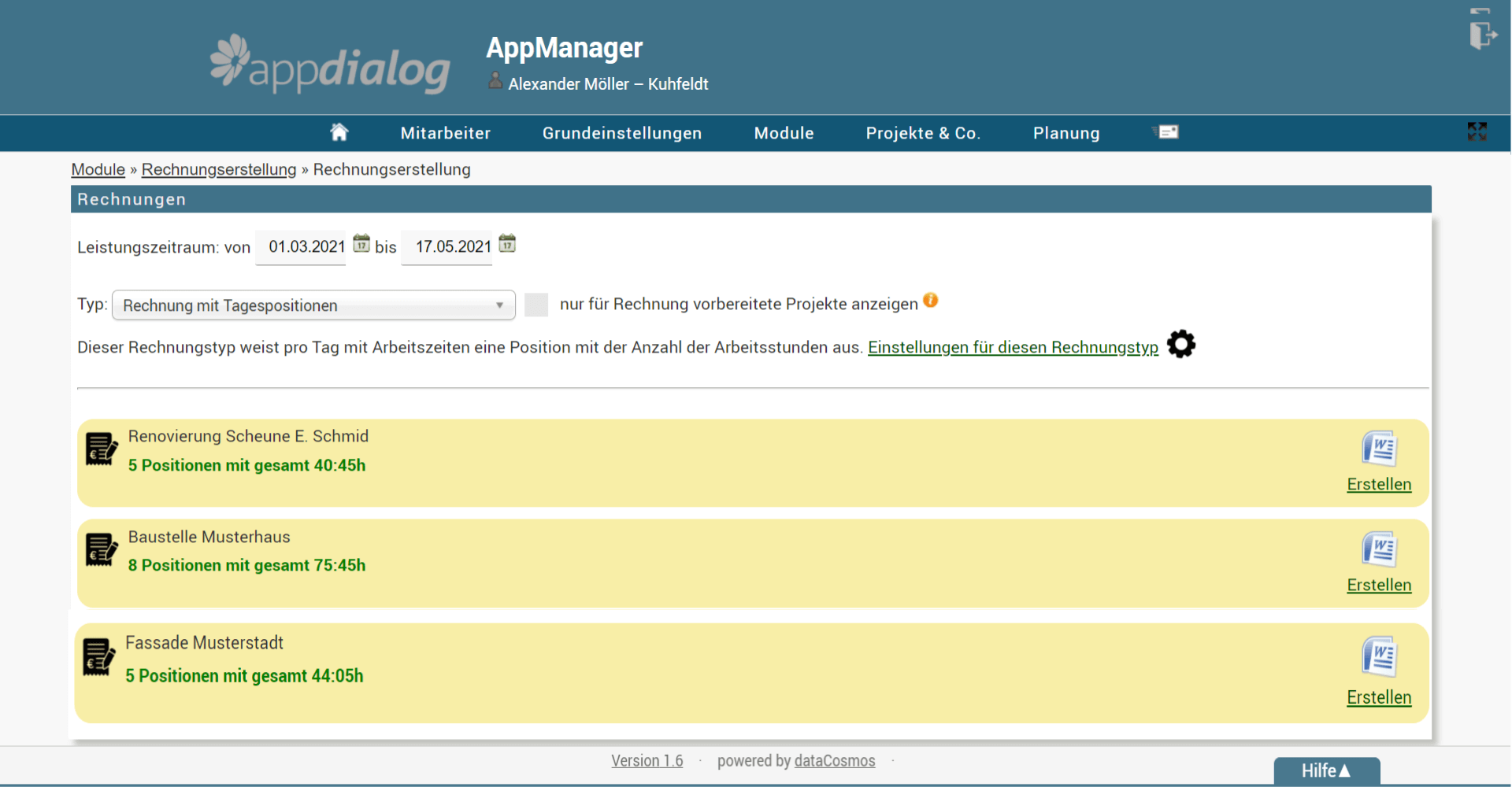 Rechnungserstellung mit der appdialog Mitarbeiter App