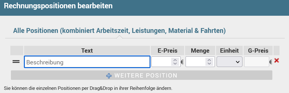 chronologische Positionen bearbeiten