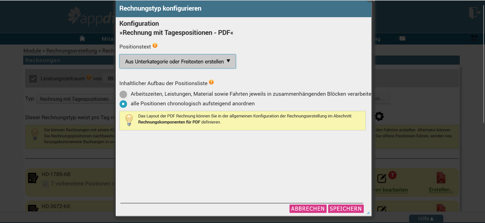 chronologische Positionen